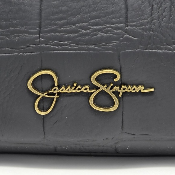 Jessica Simpson Shoulder Bag‎ Black Gold Trim Crossbody Purse - Picture 2 of 7